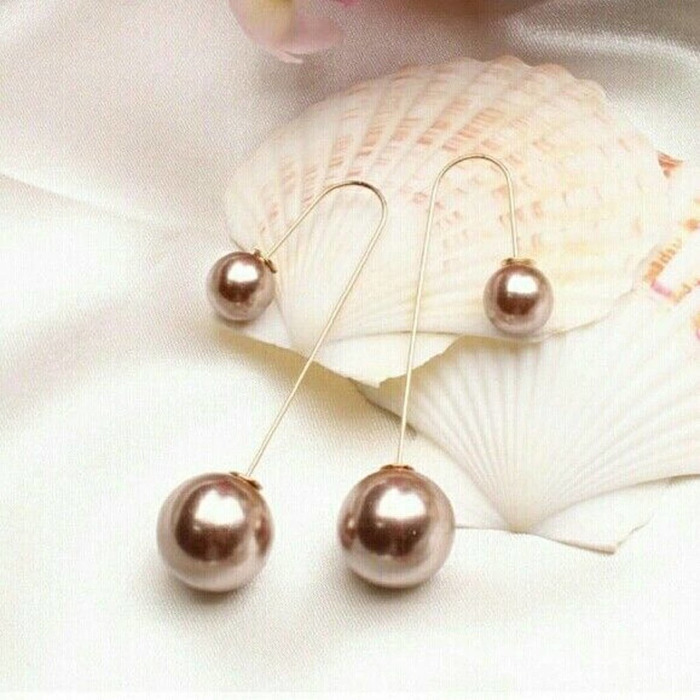 Gold Earrings Double Champagne Balls